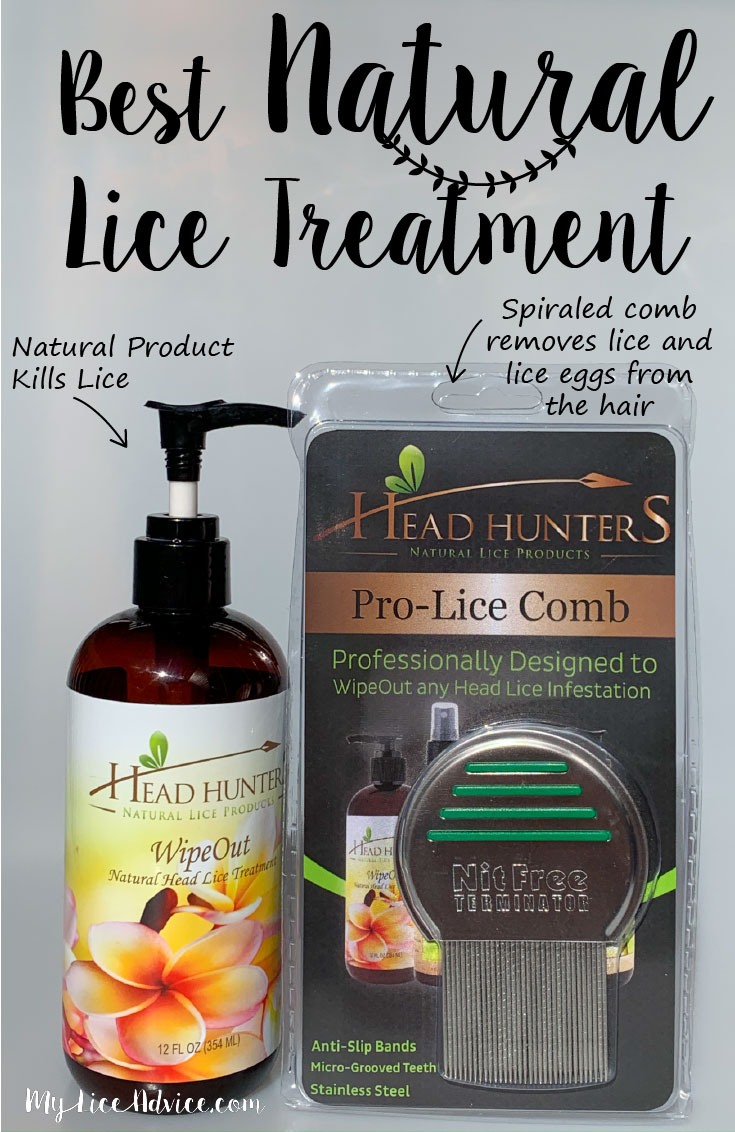 Best Natural Lice Treatment with arrows pointing to product