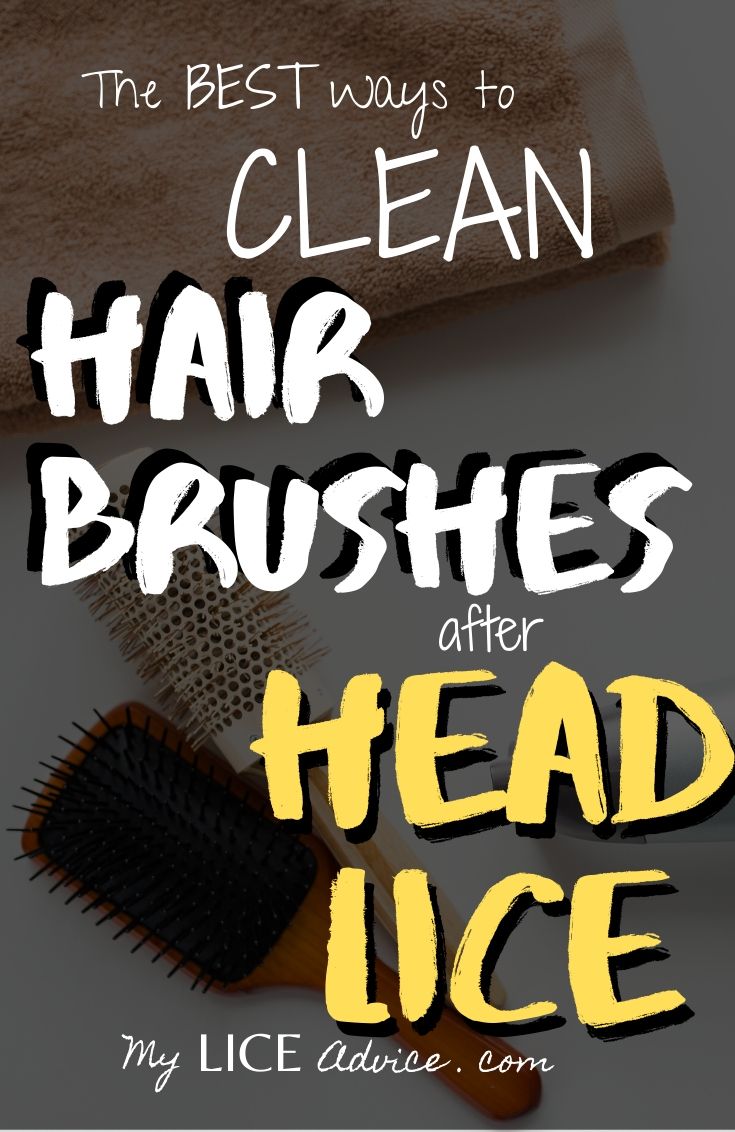 An image of a towel and two hairbrushes with the words "The best ways to clean hair brushes after head lice" written over the image.