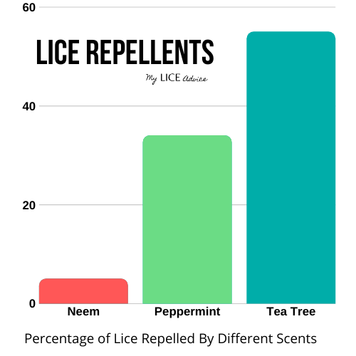 statistical graph showing the effectiveness of neem oil vs peppermint vs tea tree for lice prevention