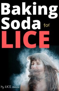 woman with baking soda in her hair, presumably treating for head lice