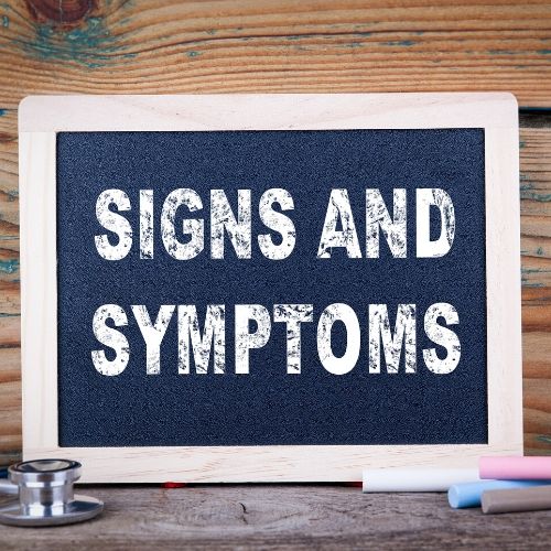 sign that says "signs and symptoms"