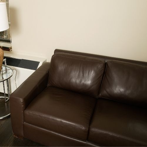 A brown leather couch