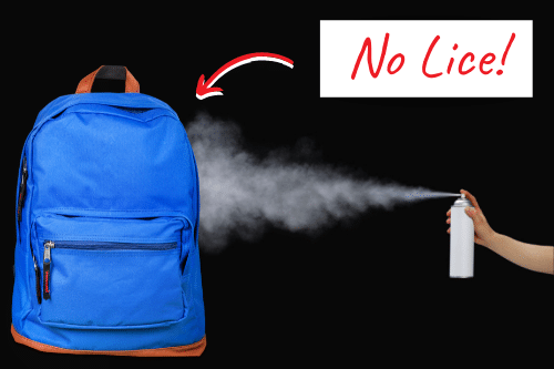 lice spray on a backpack to prevent head lice