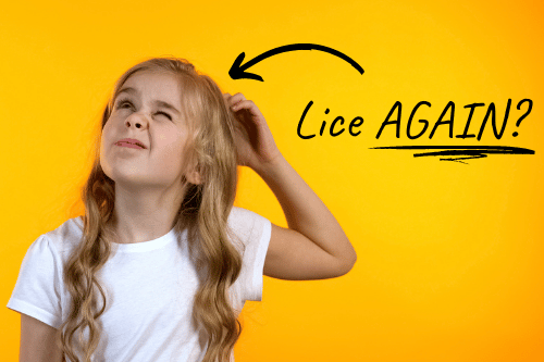 Girl with lice scratching her head