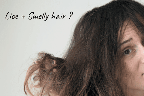 woman with lice and smelly, dirty hair