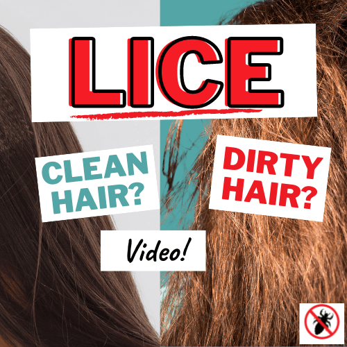 two women with presumed lice, one with clean hair and one with dirty hair