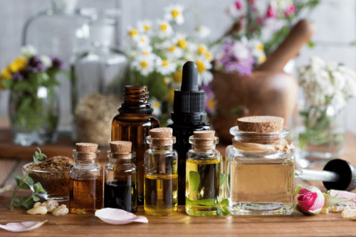 lice repelling essential oils in glass jars