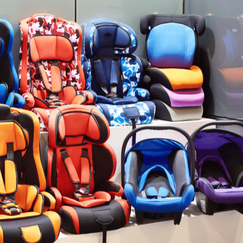 8 car seats, presumably with head lice