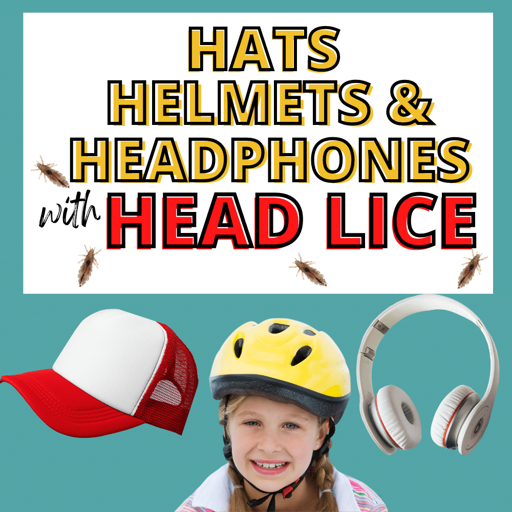 hat, helmet and headphones with head lice