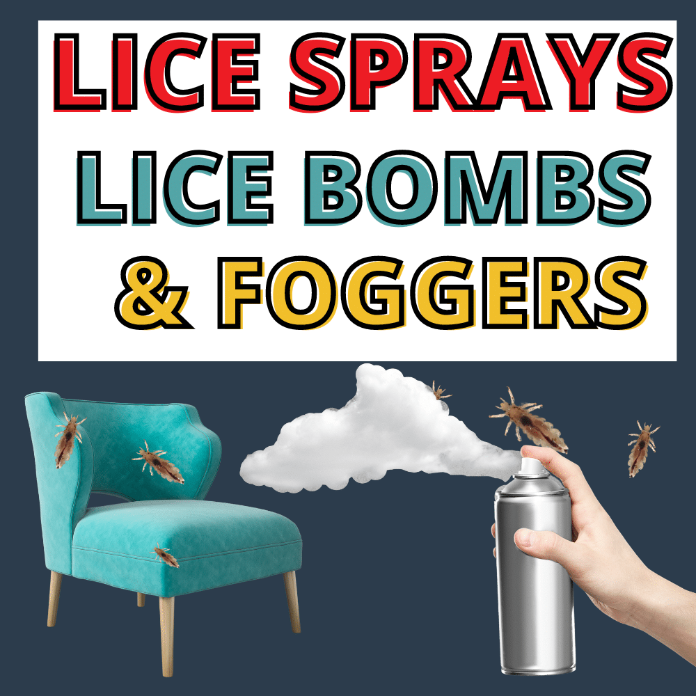 person spraying lice spray or lice fogger on a chair infested with lice